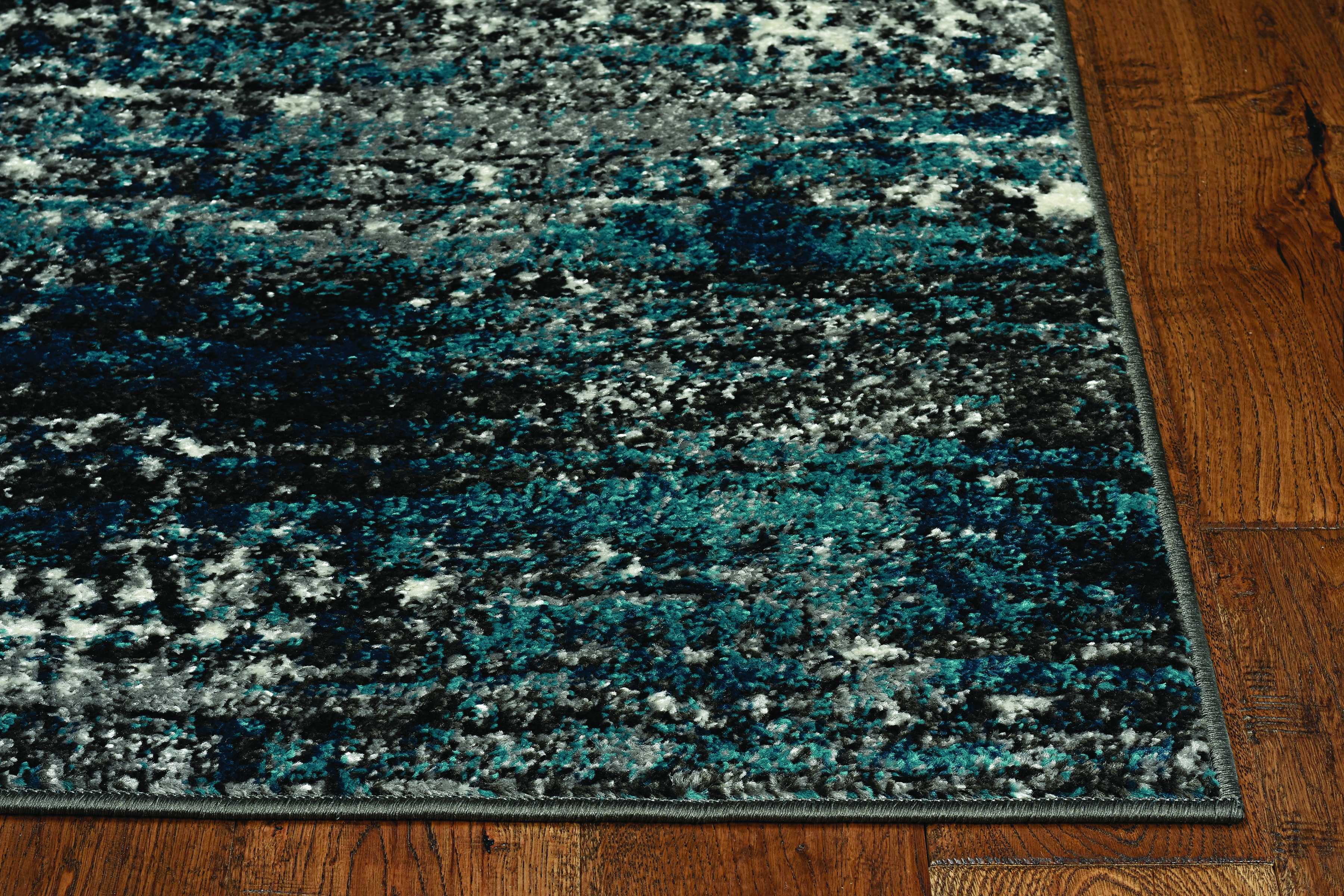 8'X11' Grey Blue Machine Woven Abstract Industrial Style Indoor Area Rug