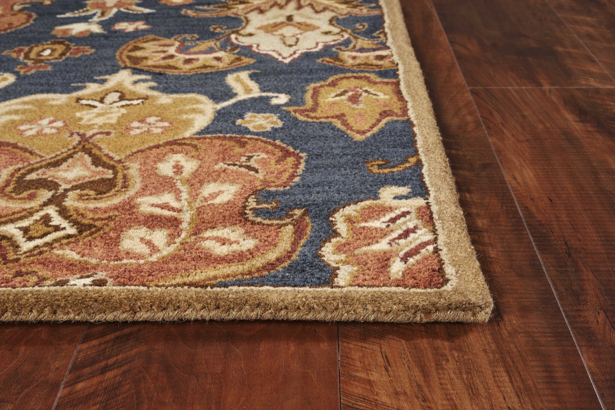 6' Navy Blue Hand Tufted Traditional Round Indoor Area Rug