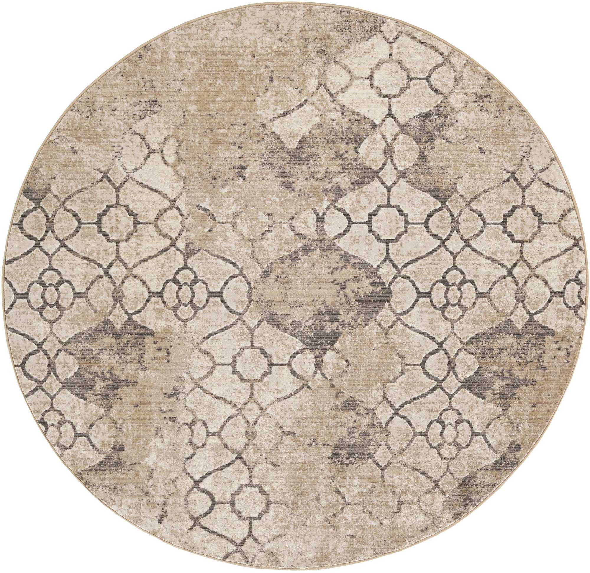 8'X10' Ivory Machine Woven Ogee Indoor Area Rug