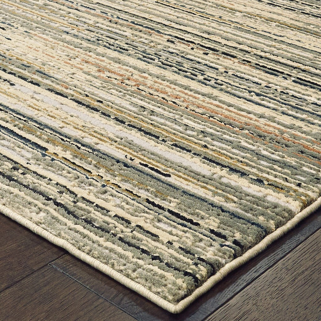 7' X 10' Ivory Sage Abtract Lines Indoor Area Rug