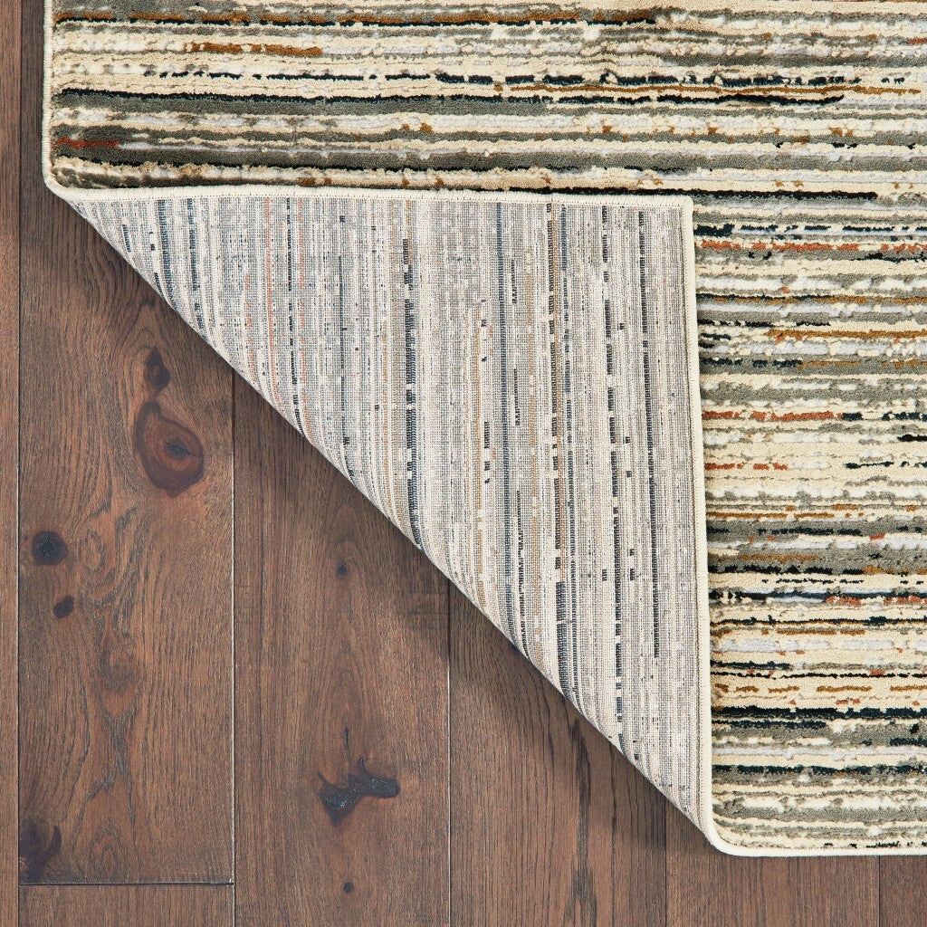 7' X 10' Ivory Sage Abtract Lines Indoor Area Rug