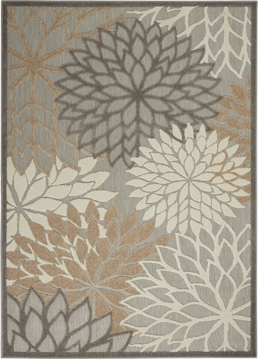 4' X 6' Natural And Gray Indoor Outdoor Area Rug