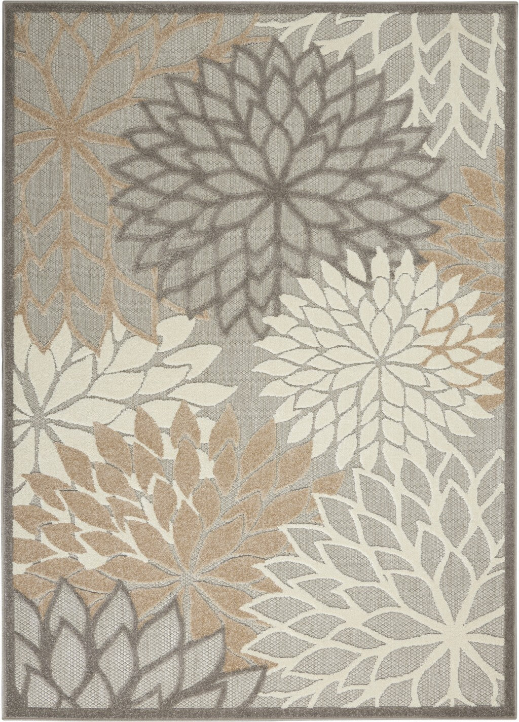 5' X 8' Natural And Gray Indoor Outdoor Area Rug