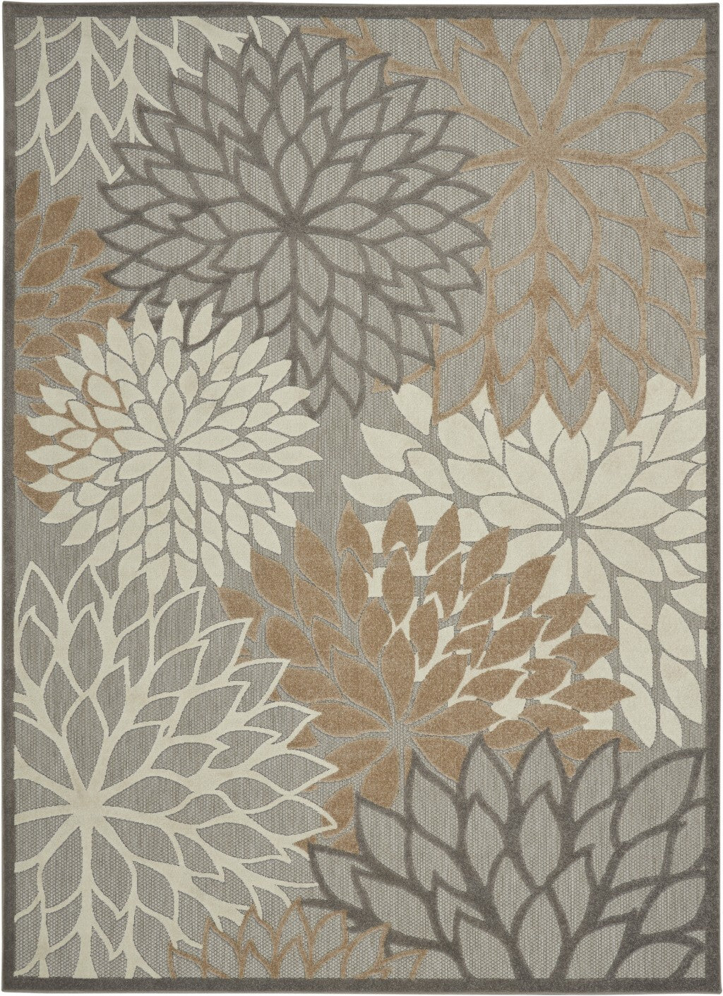 7' X 10' Natural And Gray Indoor Outdoor Area Rug