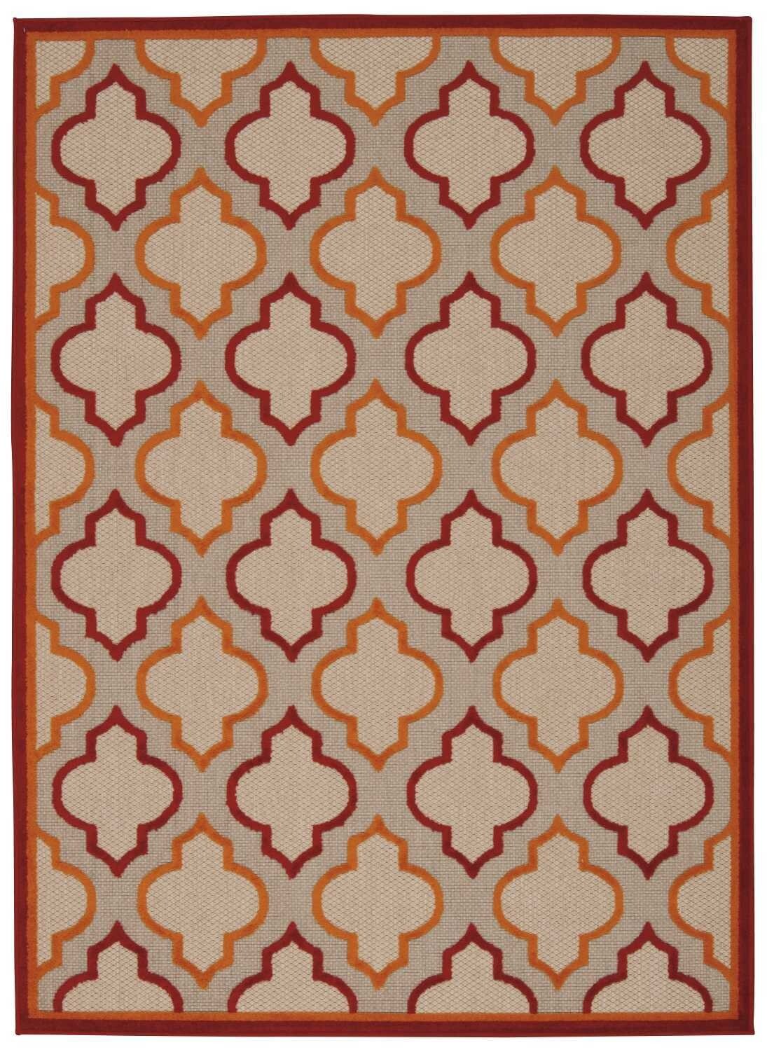 4' X 6' Red Trellis Indoor Outdoor Area Rug