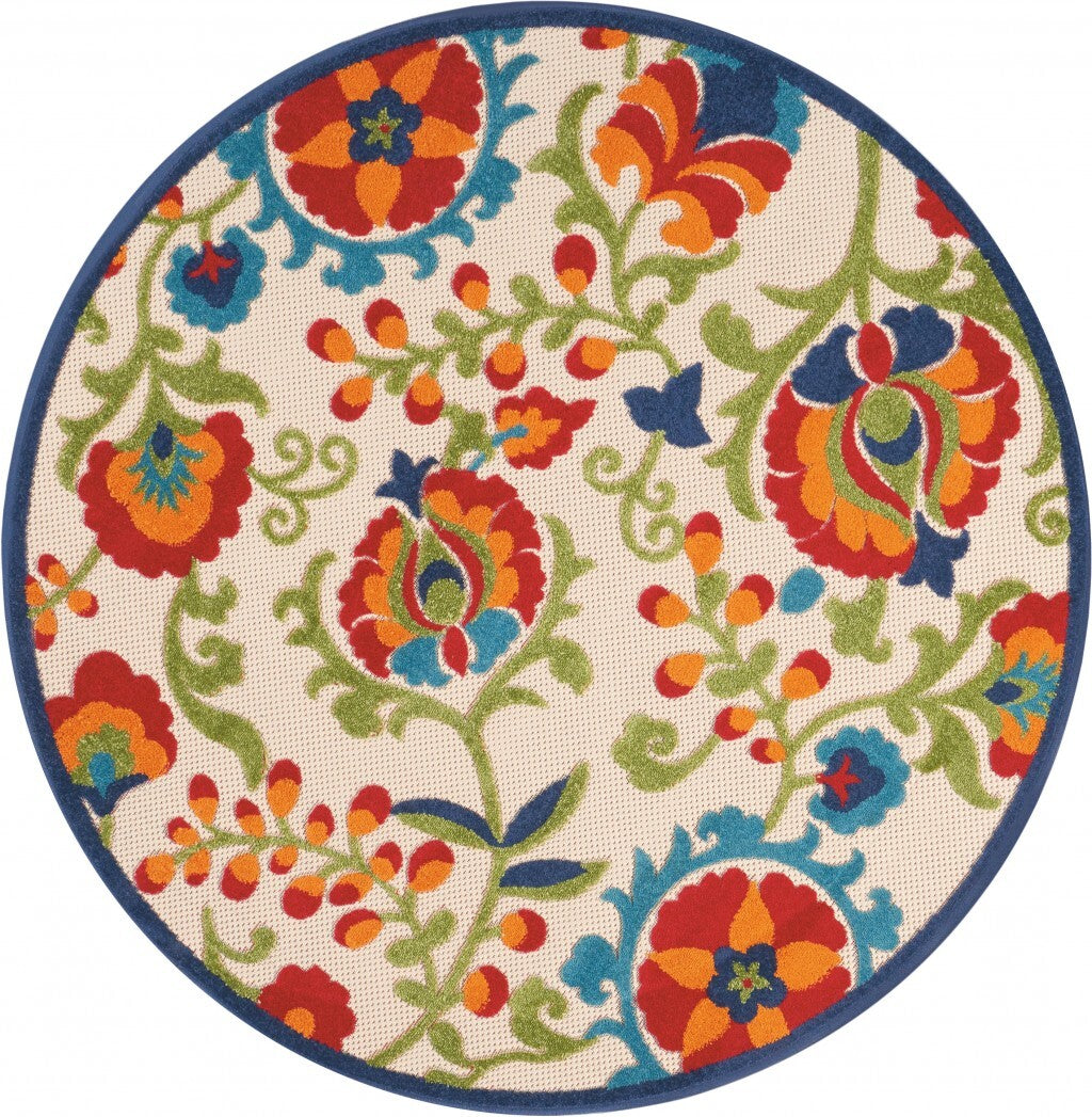 4' Round Mediterra Indoor Outdoor Area Rug