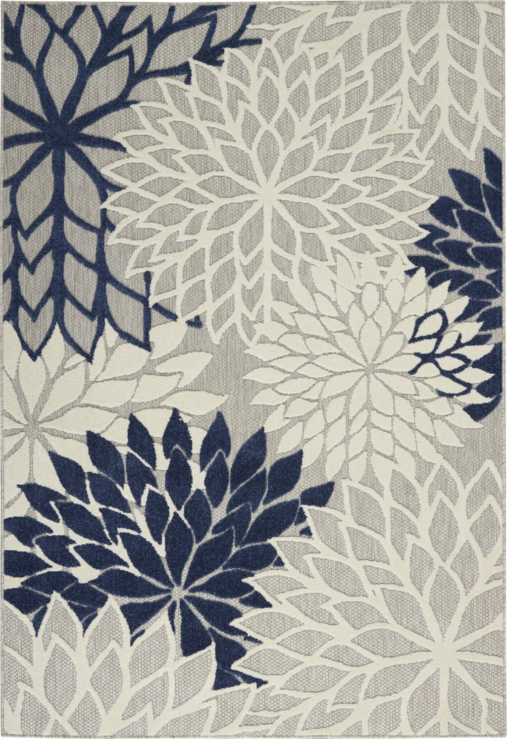 4' X 6' Ivory And Navy Indoor Outdoor Area Rug