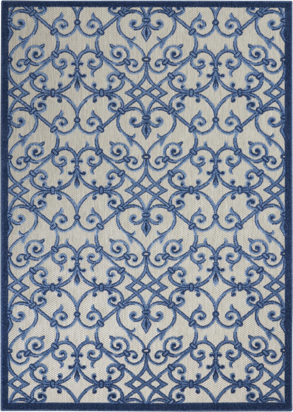 4' X 6' Gray And Blue Indoor Outdoor Area Rug