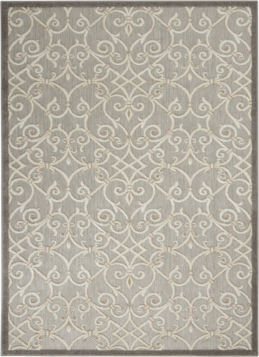 5' X 8' Natural And Gray Indoor Outdoor Area Rug