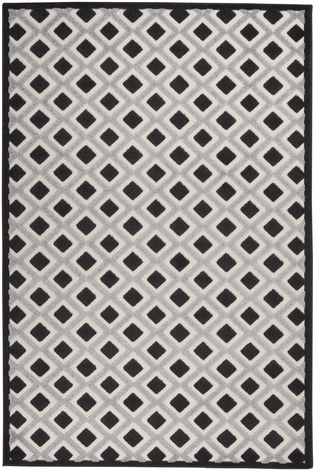 5' X 8' Black White Gray Indoor Outdoor Area Rug