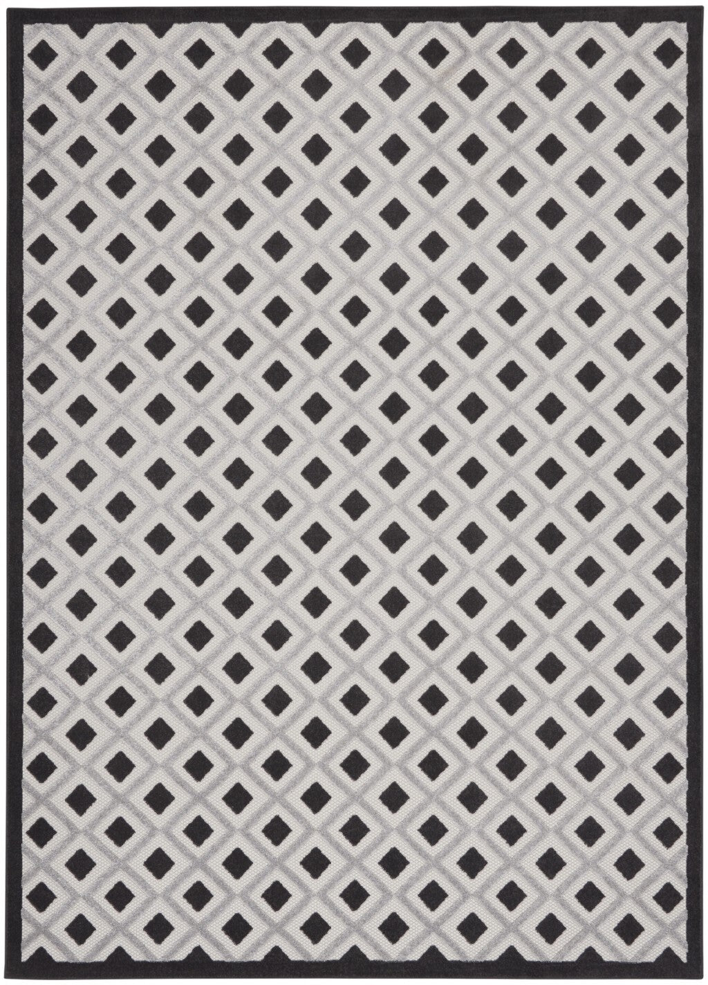 7' X 10' Black White Gray Indoor Outdoor Area Rug