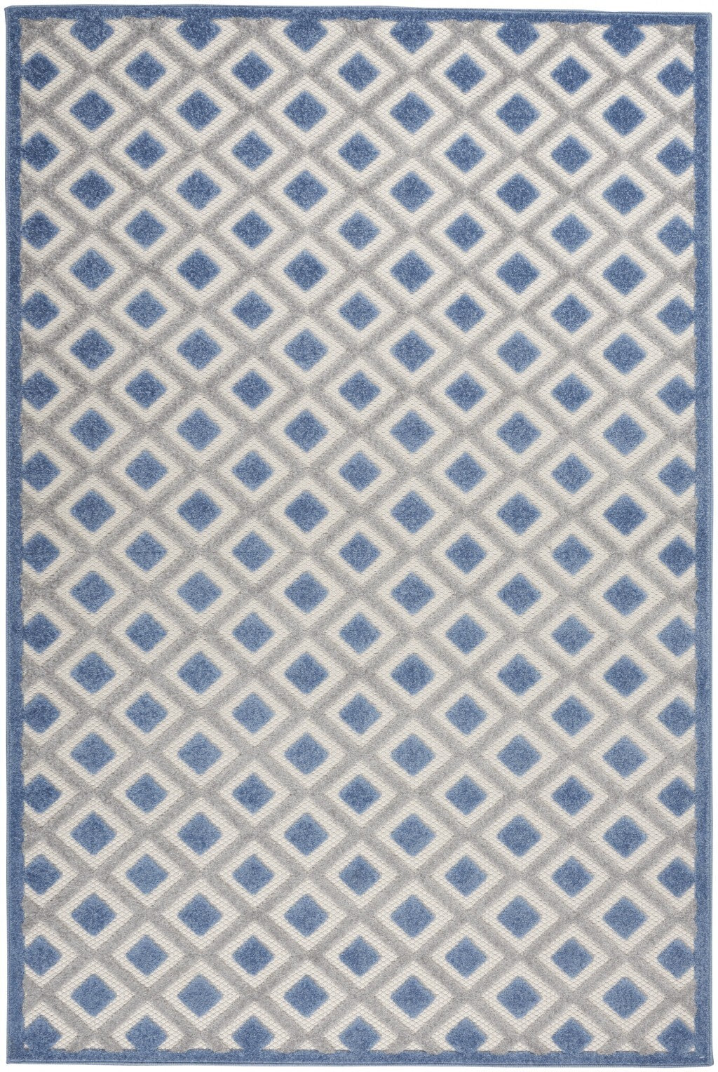 4' X 6' Blue And Gray Indoor Outdoor Area Rug