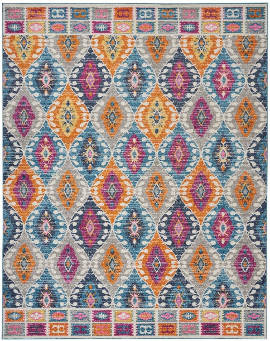 8' X 10' Multicolor Ogee Pattern Area Rug