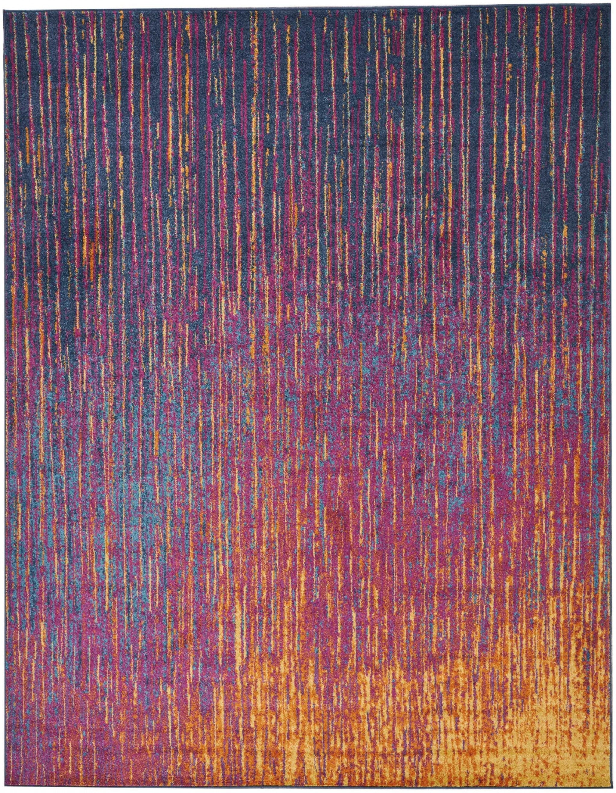 8' X 10' Rainbow Abstract Striations Area Rug