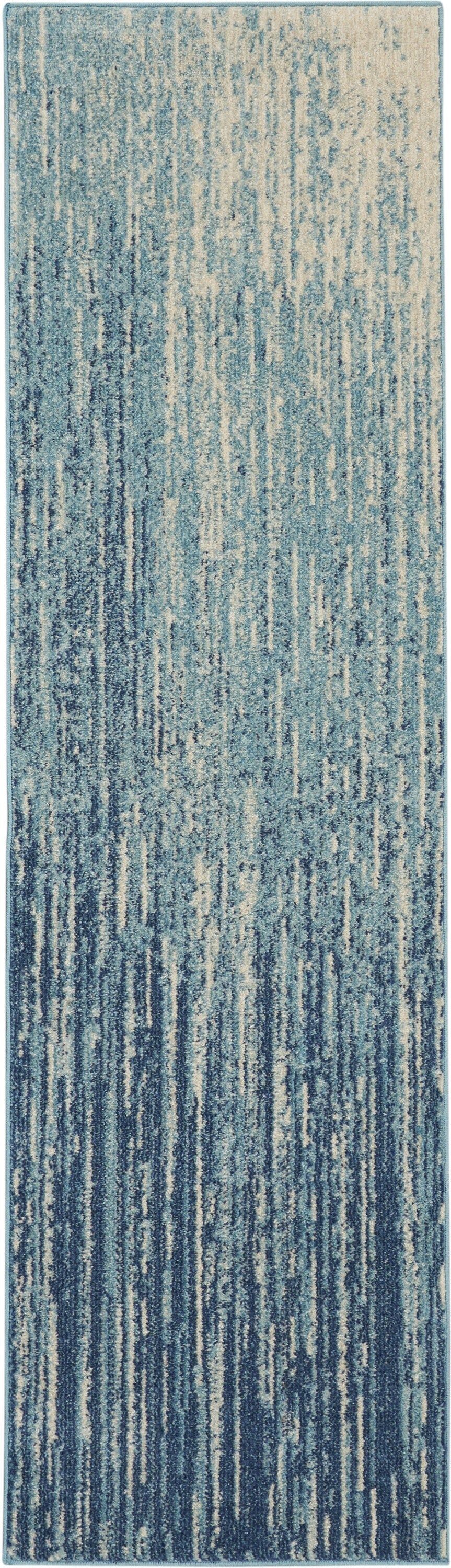 2' X 6' Navy And Light Blue Abstract Runner Rug