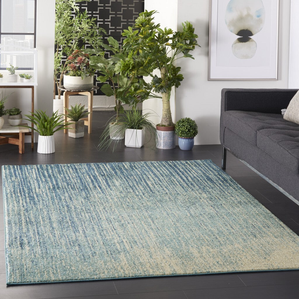 5' X 7' Navy And Light Blue Abstract Area Rug