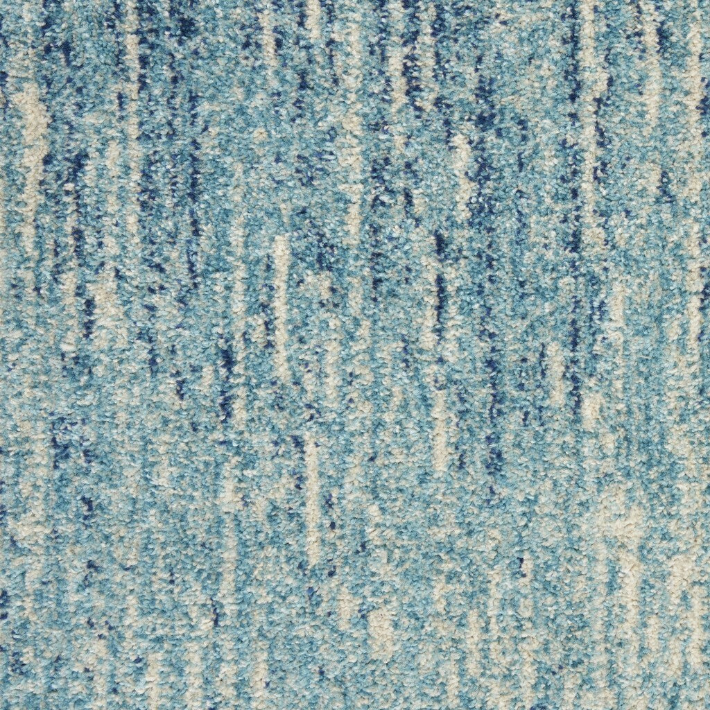 5' Round Navy And Light Blue Abstract Area Rug