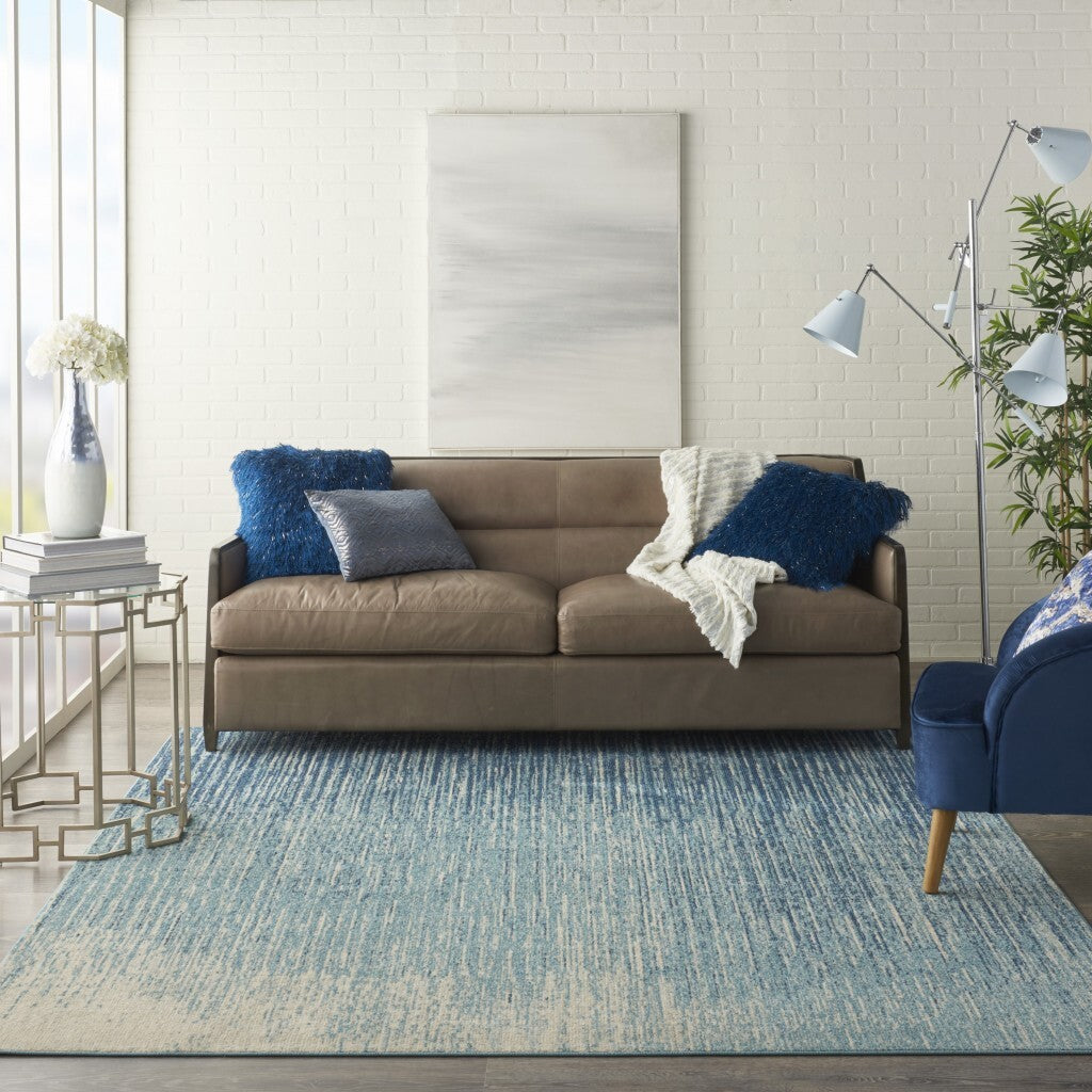 7' X 10' Navy And Light Blue Abstract Area Rug