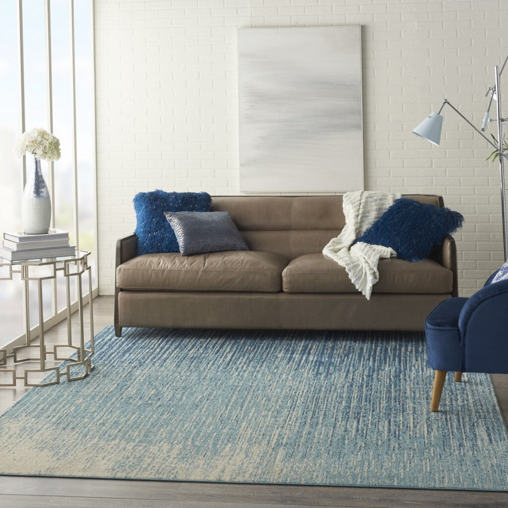 7' X 10' Navy And Light Blue Abstract Area Rug