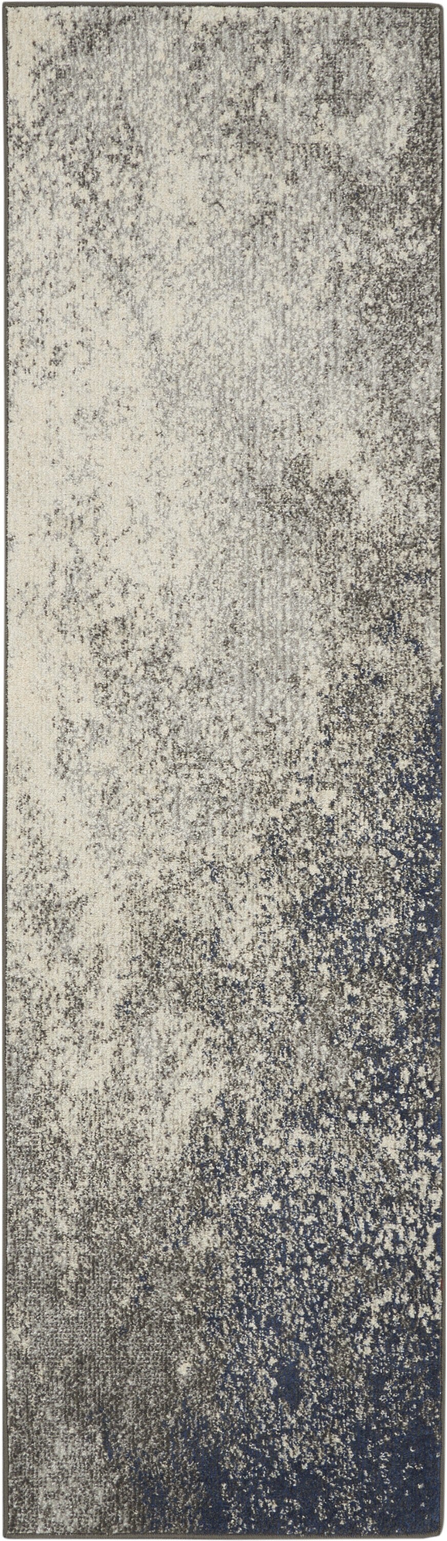 2' X 8' Charcoal And Ivory Abstract Runner Rug