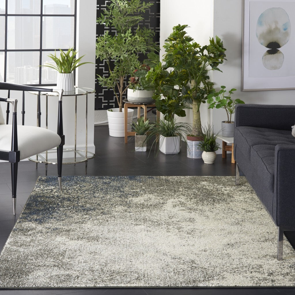 5' X 7' Charcoal And Ivory Abstract Area Rug