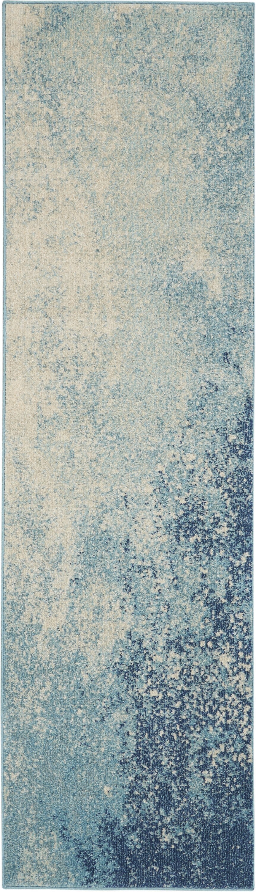 2' X 8' Light Blue And Ivory Abstract Sky Runner Rug