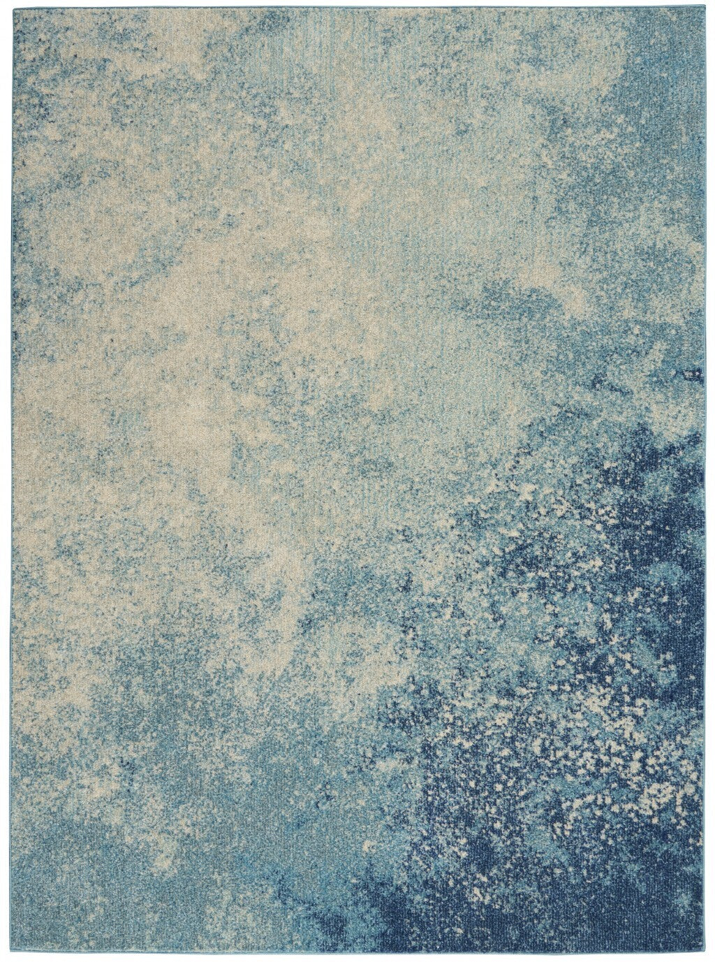 5' X 7' Light Blue And Ivory Abstract Sky Area Rug