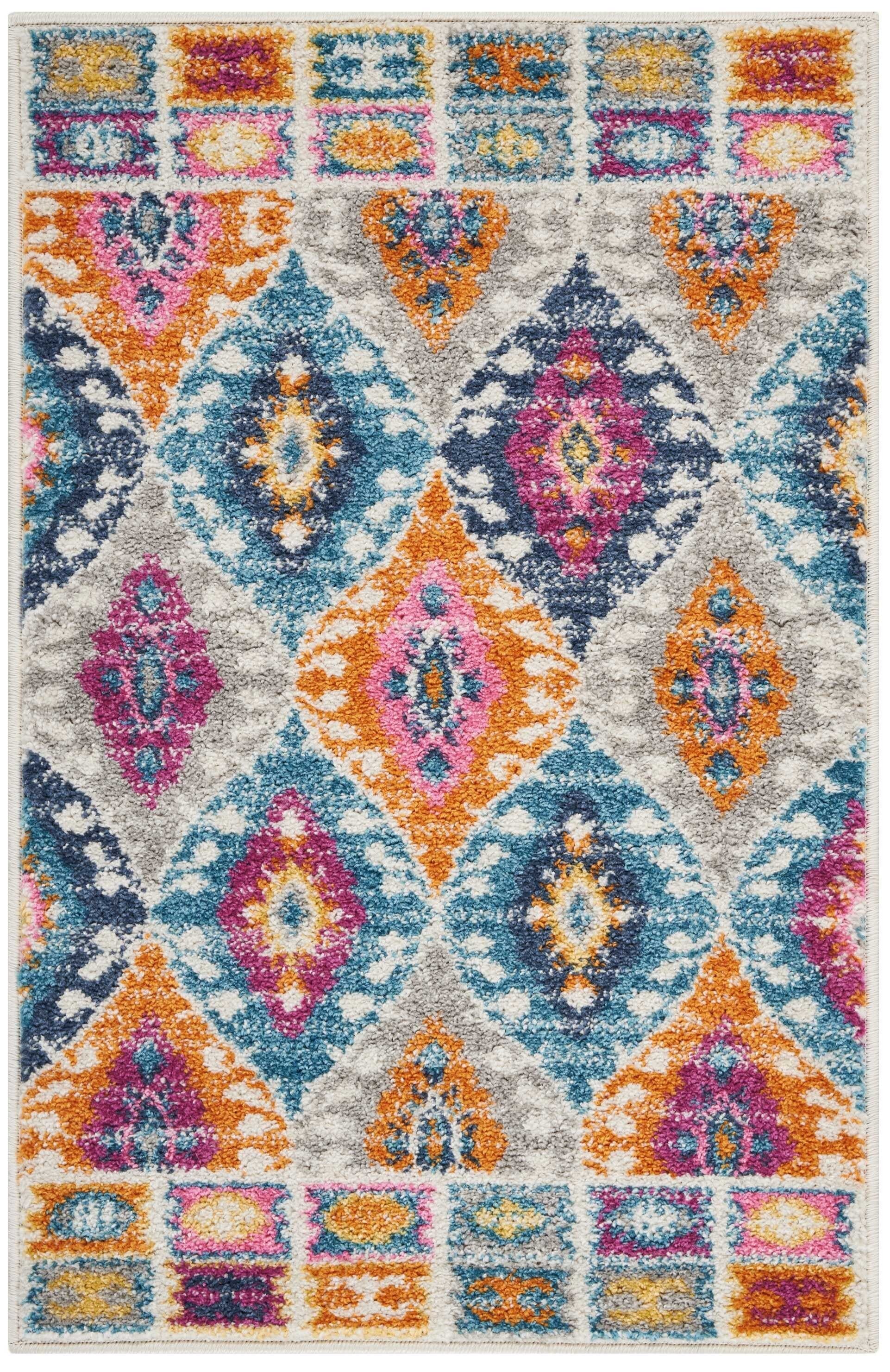 2' X 3' Multicolor Ogee Pattern Scatter Rug