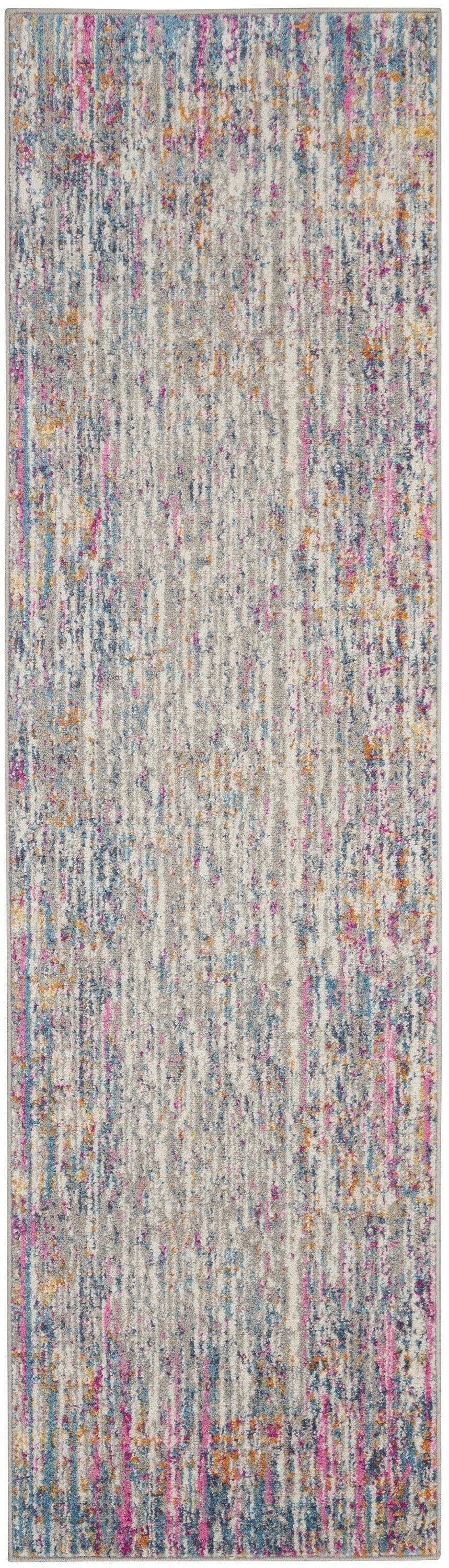 2' X 6' Ivory Abstract Striations Runner Rug