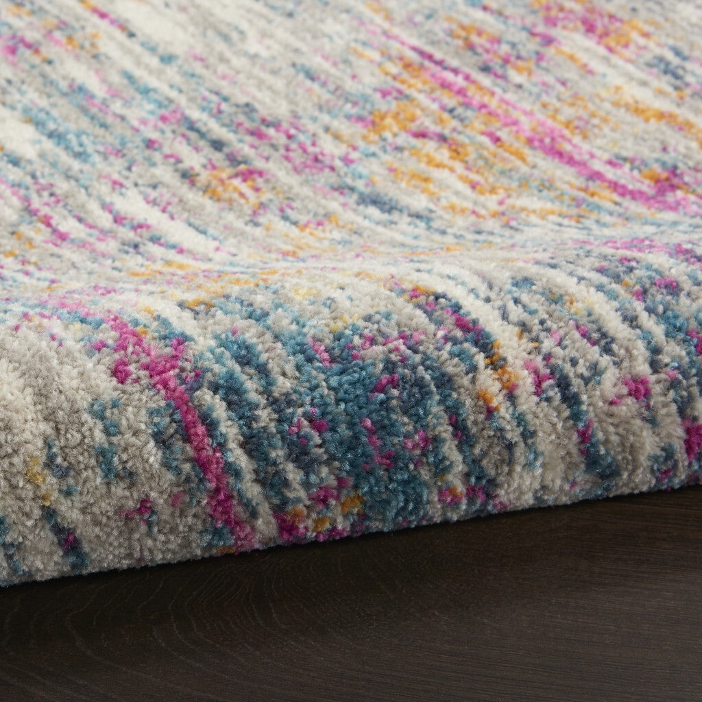 5' X 7' Ivory Abstract Striations Area Rug