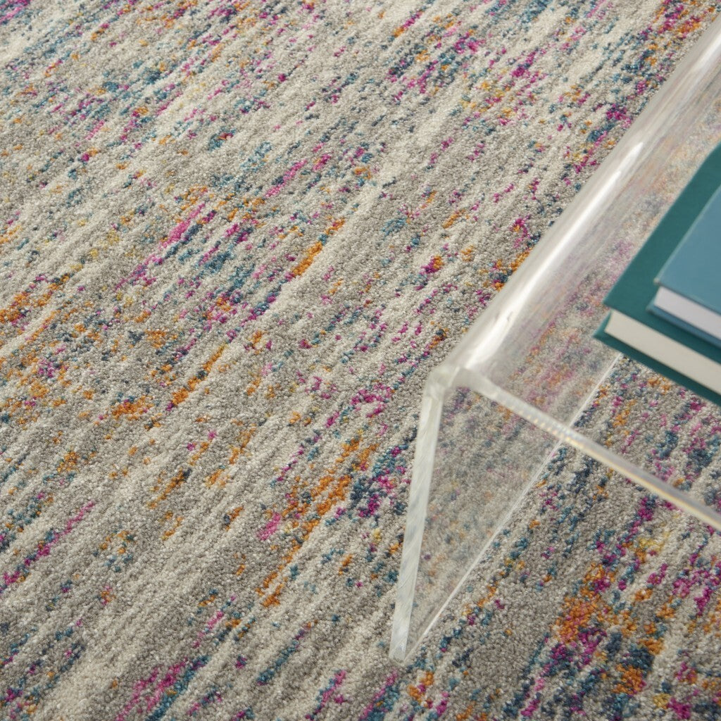 5' X 7' Ivory Abstract Striations Area Rug