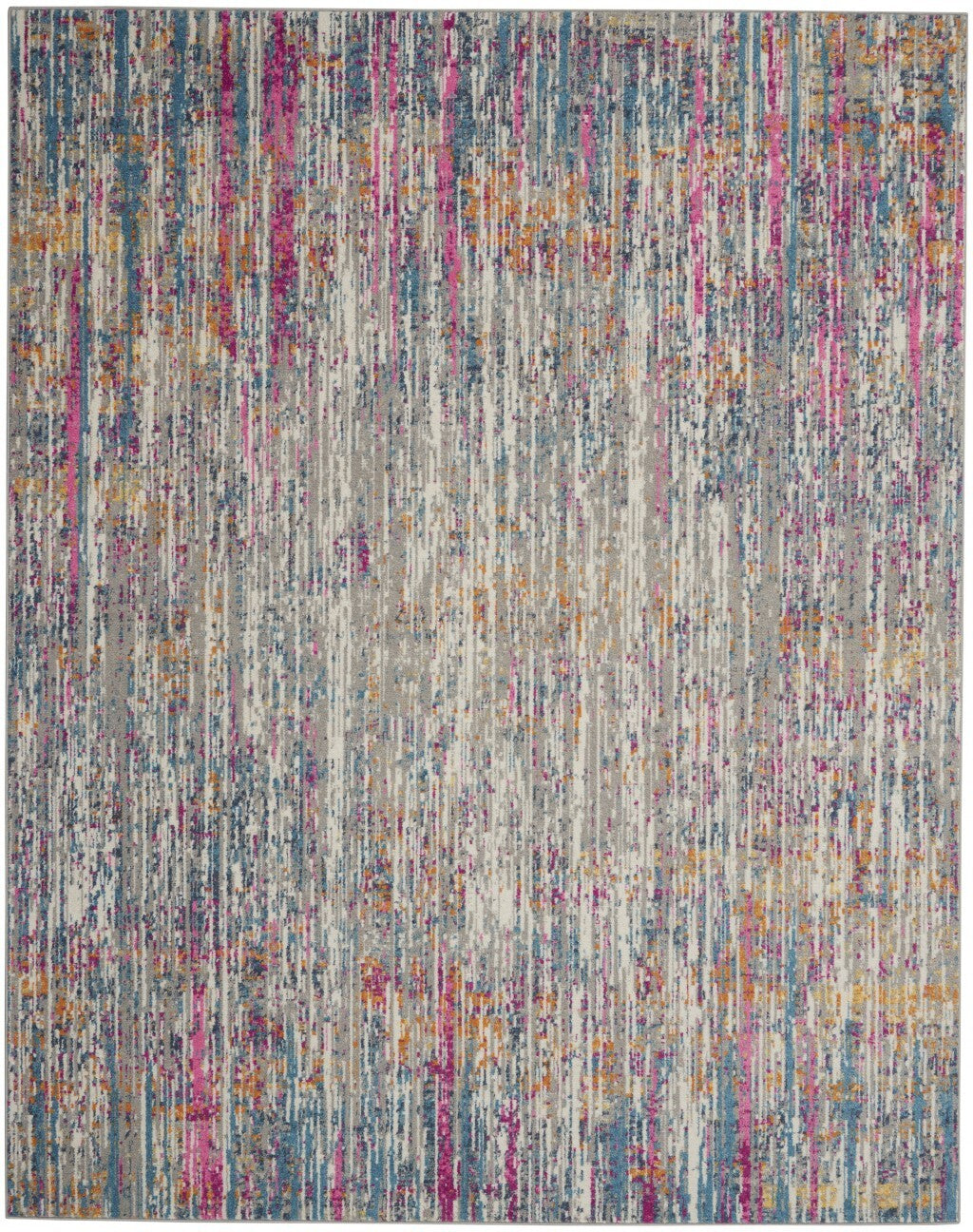 7' X 10' Ivory Abstract Striations Area Rug