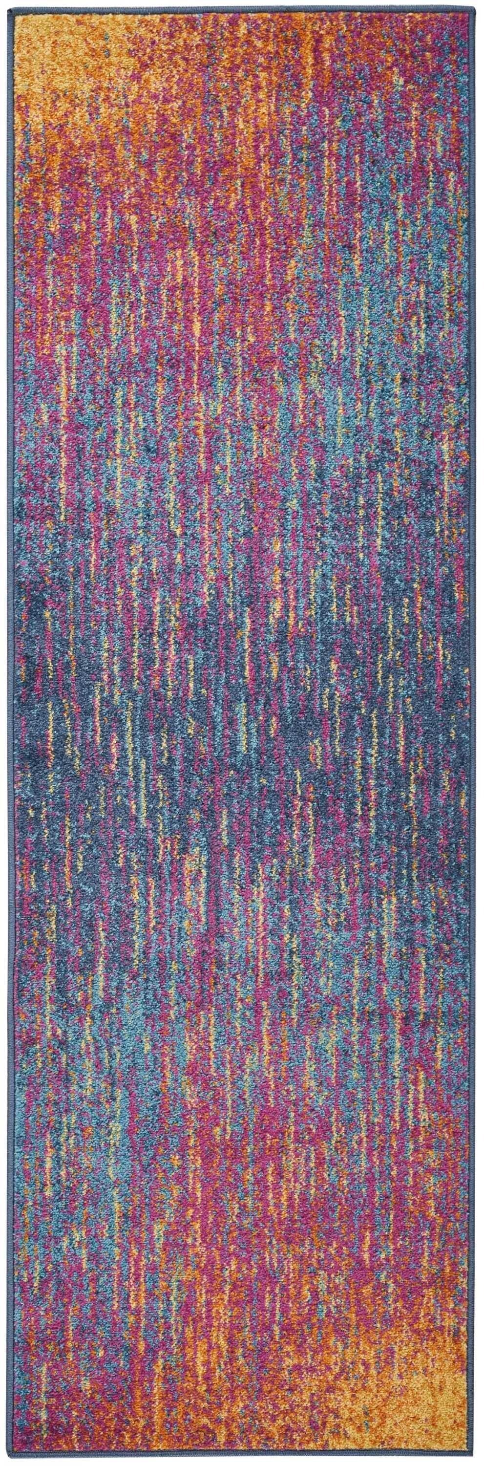 2' X 6' Rainbow Abstract Striations Runner Rug