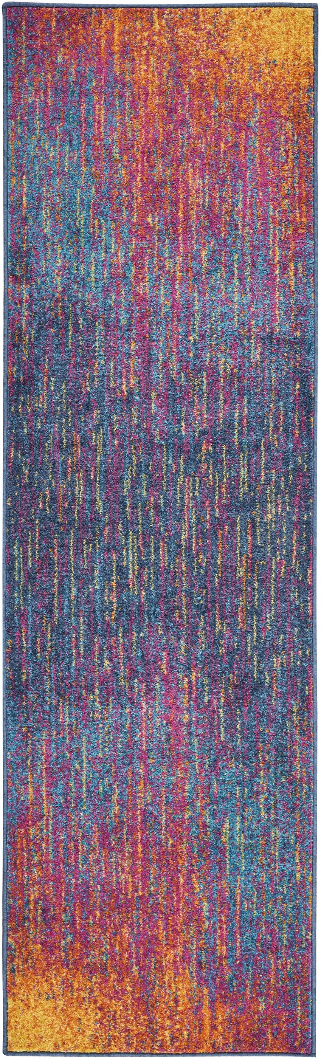 2' X 10' Rainbow Abstract Striations Runner Rug