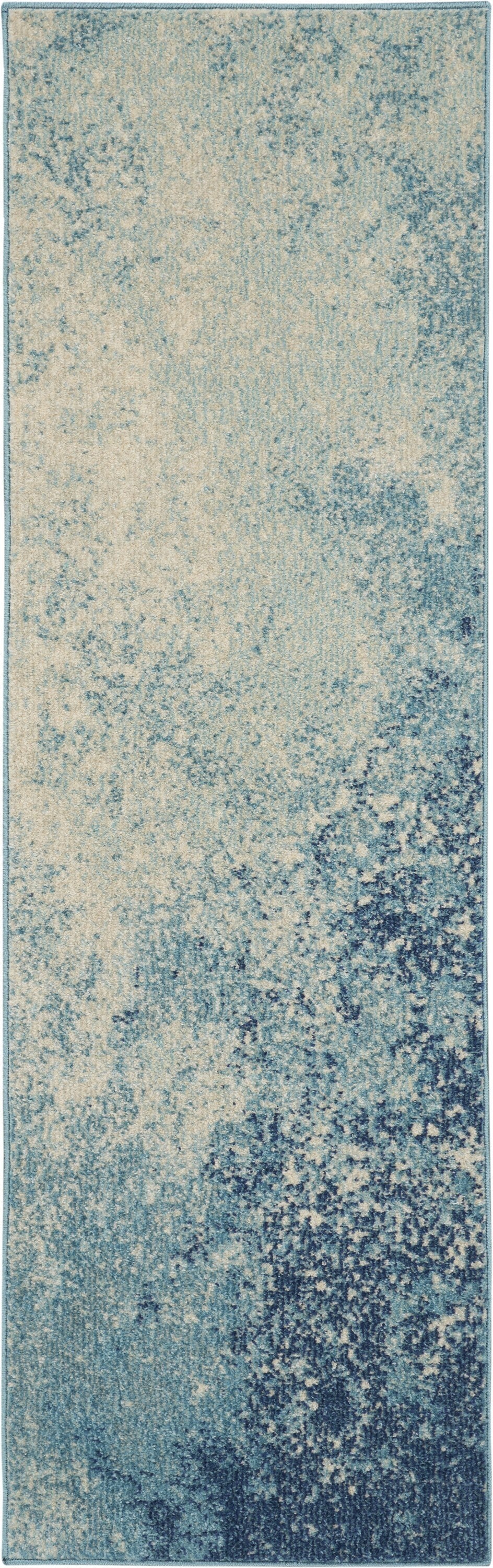 2' X 6' Light Blue And Ivory Abstract Sky Runner Rug