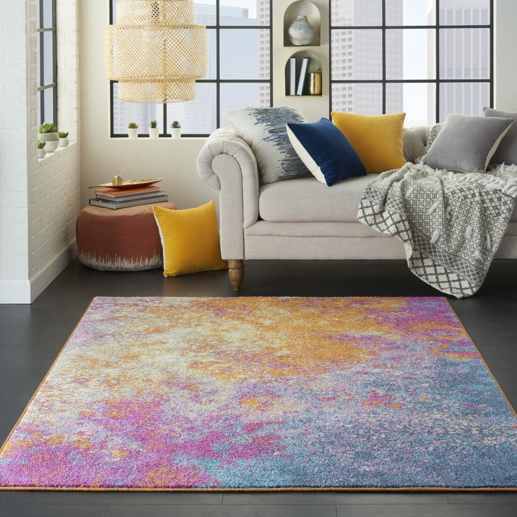 5' X 7' Abstract Brights Sunburst Area Rug