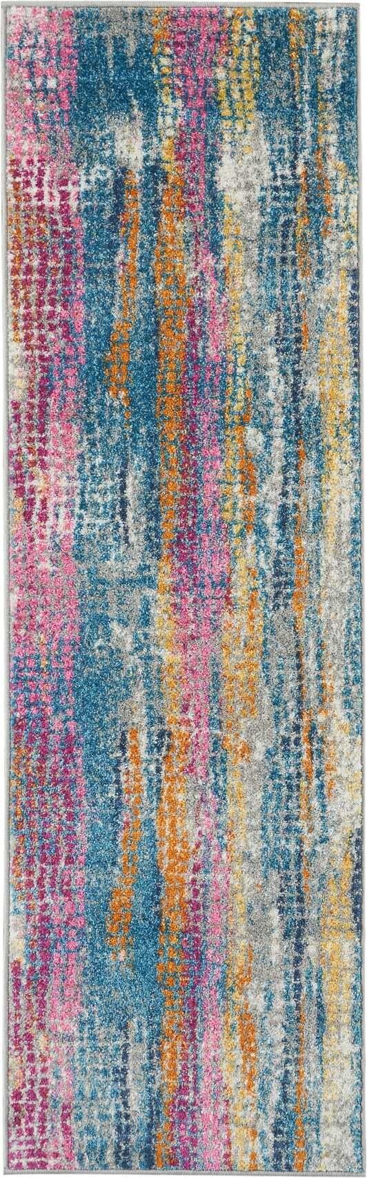 2' X 6' Gray Colorful Abstract Stripes Runner Rug