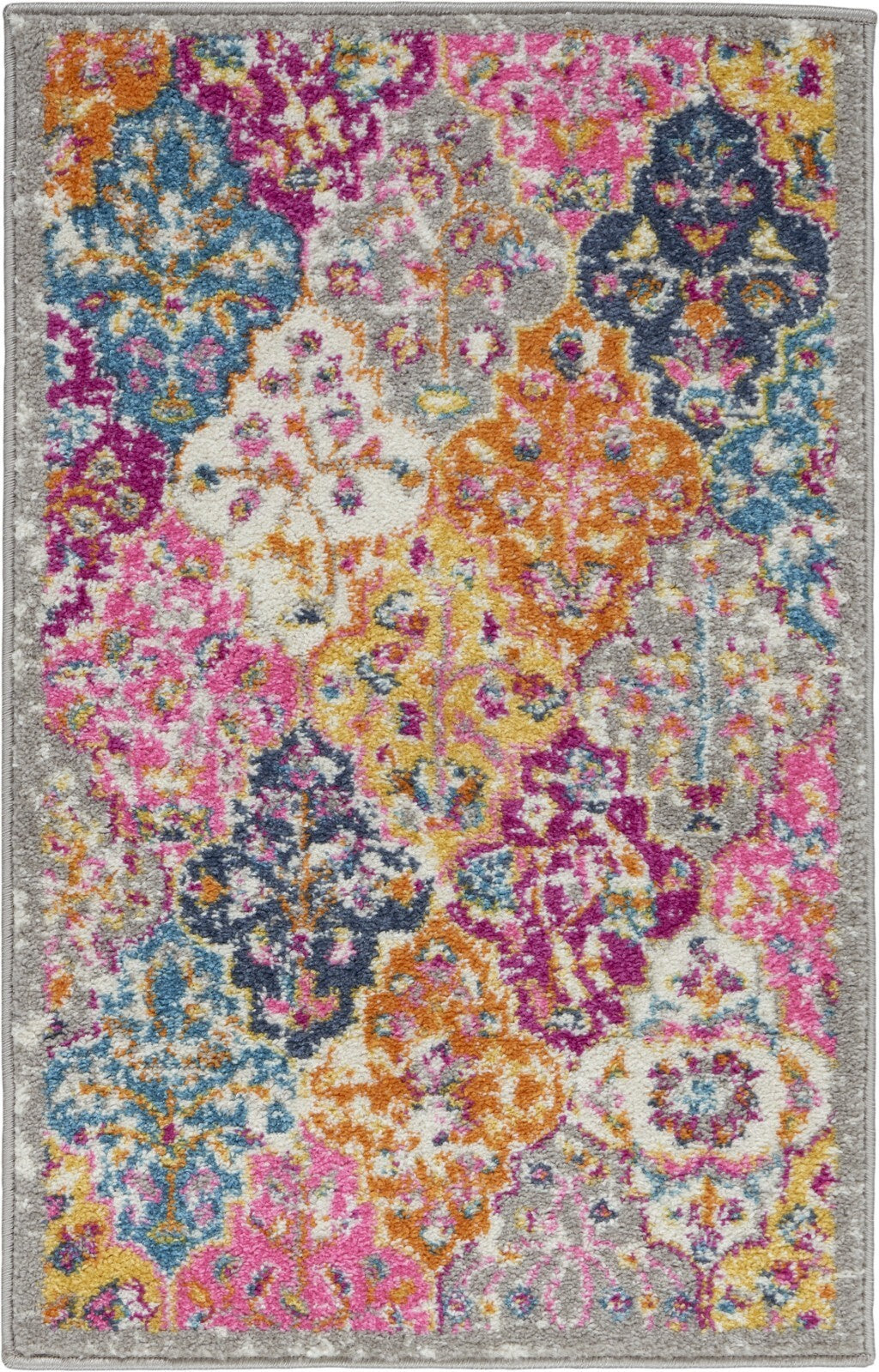 2' X 3' Muted Brights Floral Diamond Scatter Rug