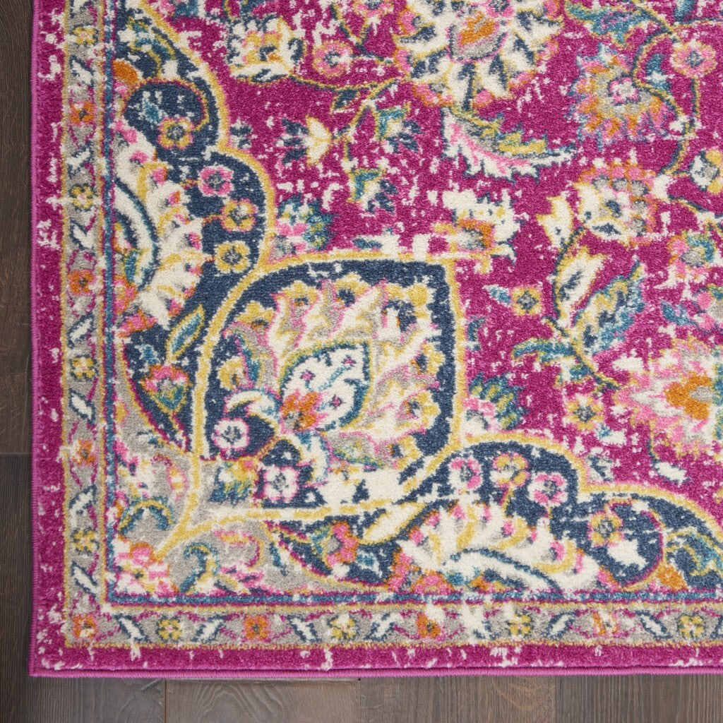 5' X 7' Pink And Ivory Medallion Area Rug