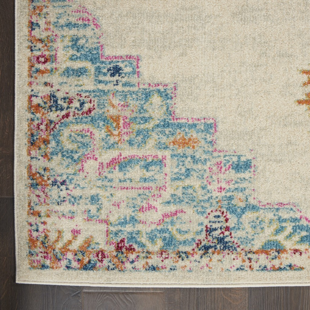 5' X 7' Gray Distressed Medallion Area Rug