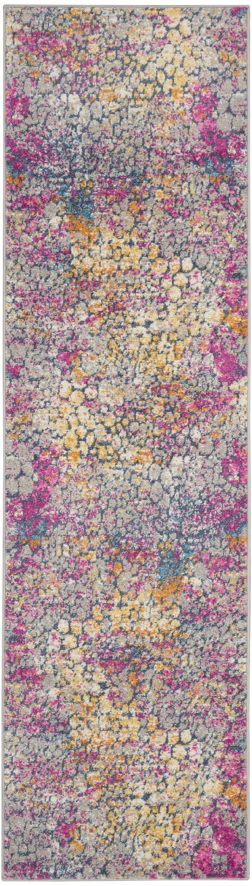 2' X 6' Yellow And Pink Coral Reef Runner Rug