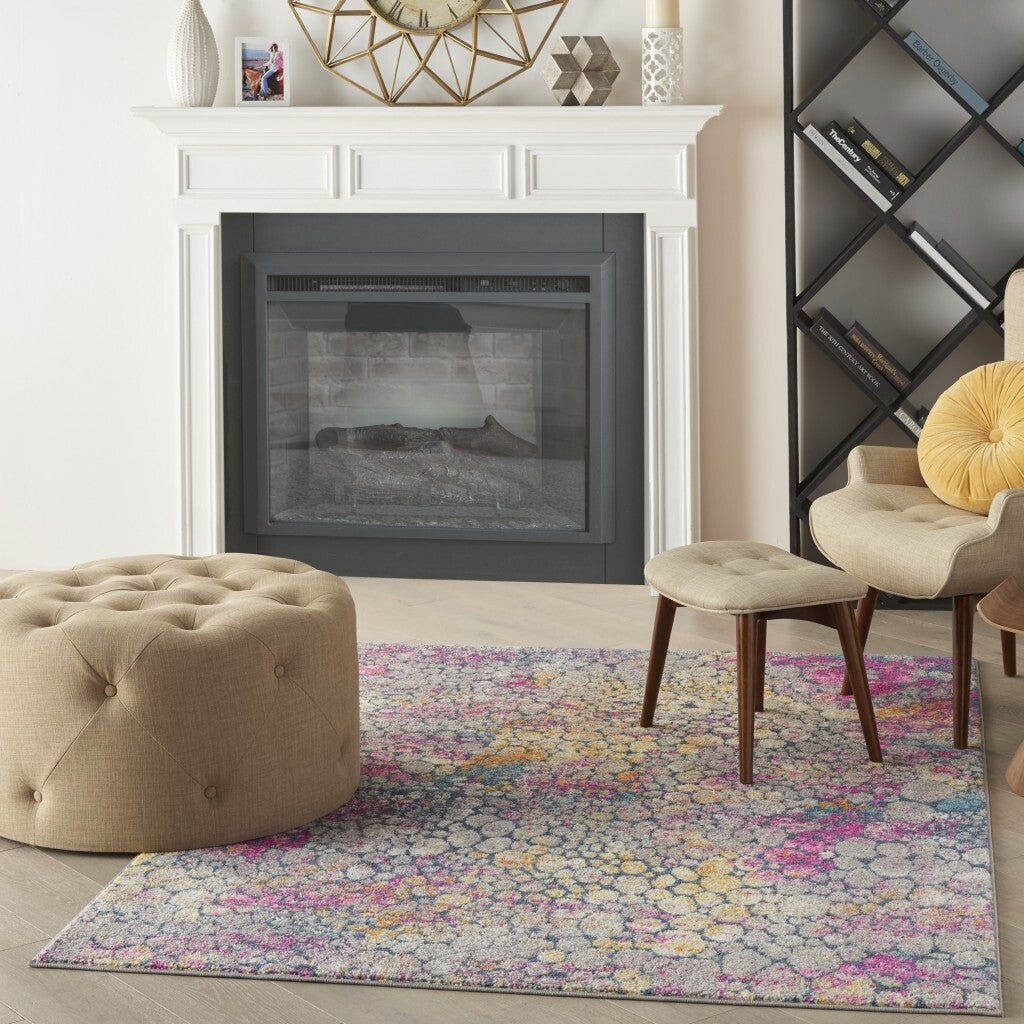 5' X 7' Yellow And Pink Coral Reef Area Rug