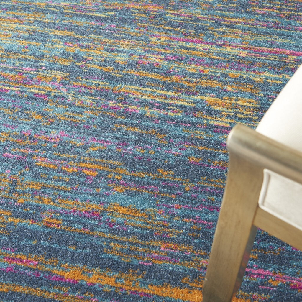 5' X 7' Blue Distressed Striations Area Rug