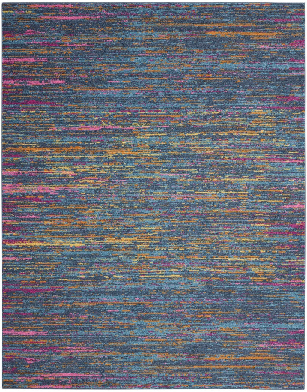 7' X 10' Blue Distressed Striations Area Rug