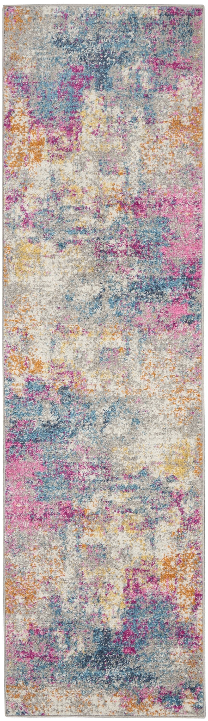 2' X 6' Ivory And Multi Abstract Runner Rug