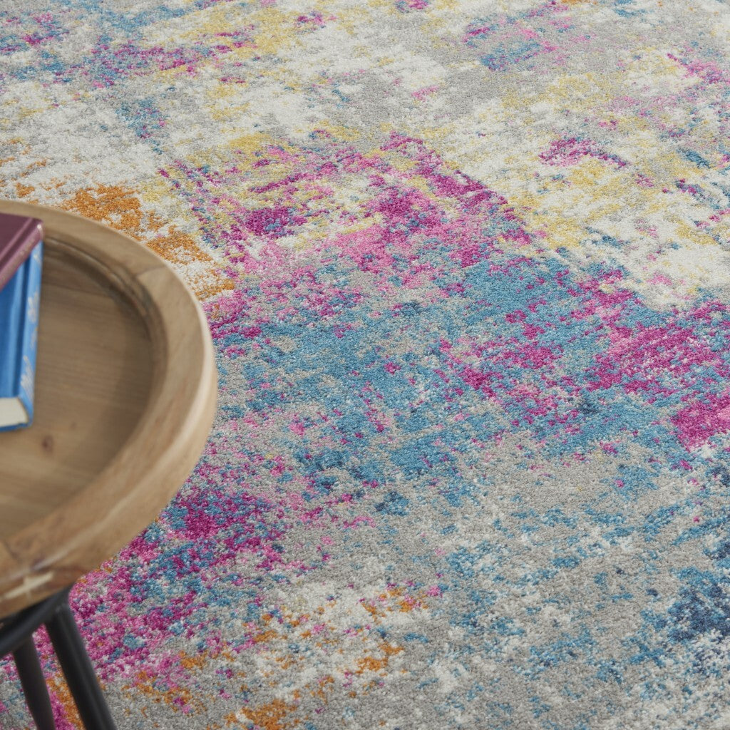 7' X 10' Ivory And Multi Abstract Area Rug