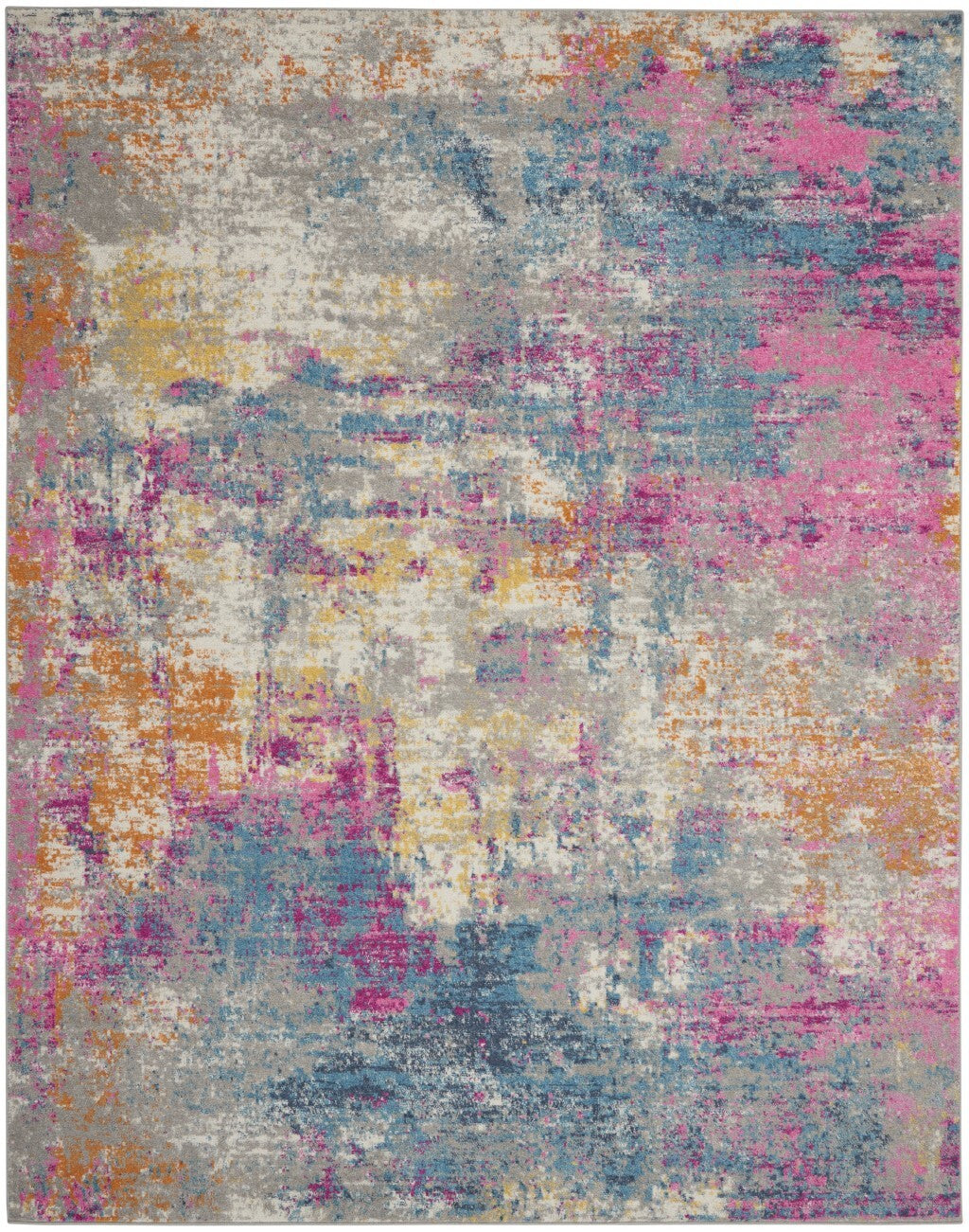 8' X 10' Ivory And Multi Abstract Area Rug