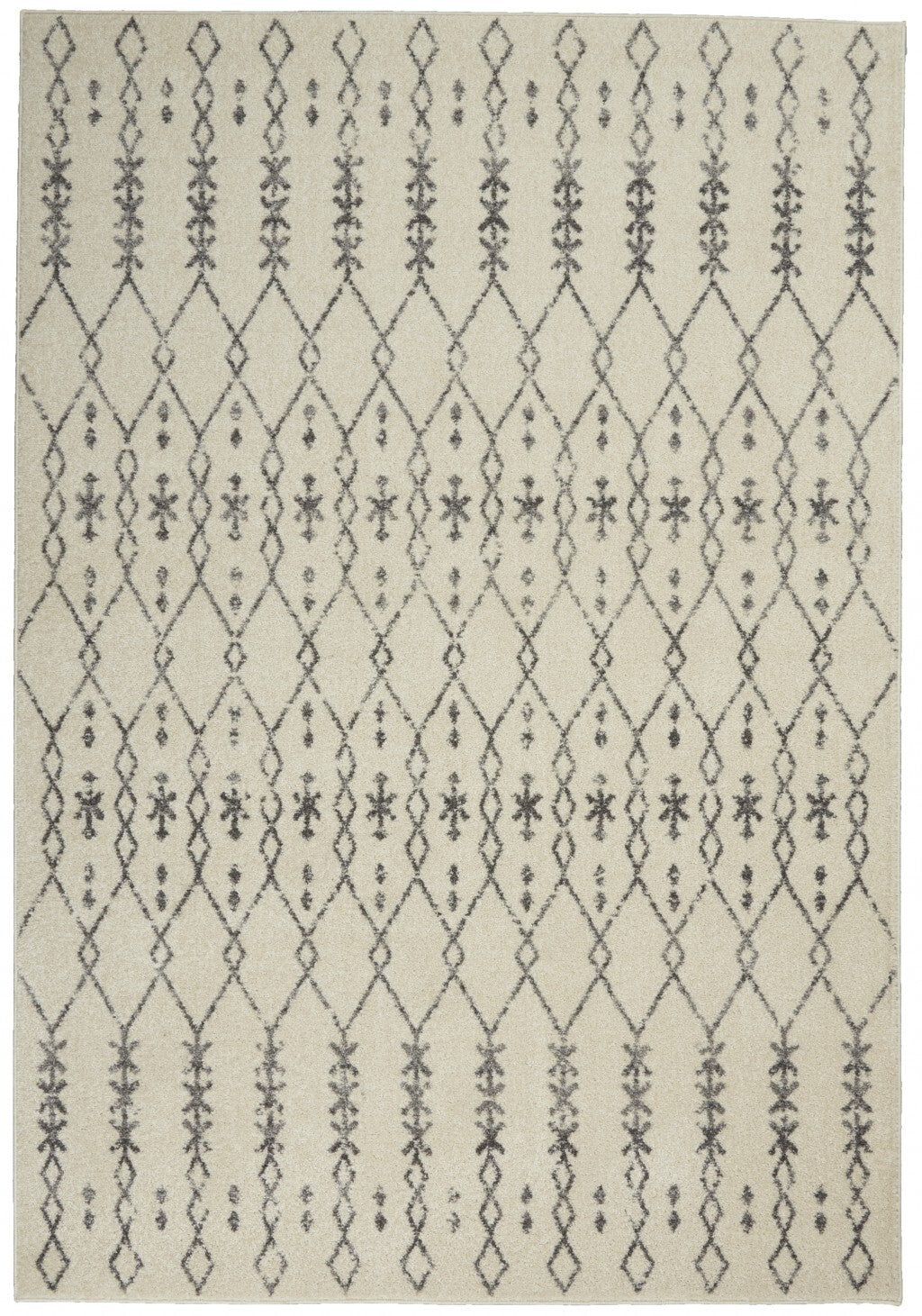 4' X 6' Ivory And Gray Geometric Area Rug