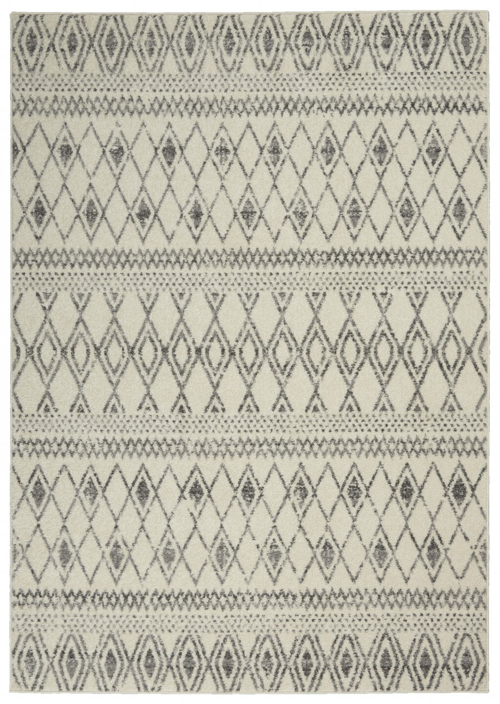 5' X 7' Ivory And Gray Berber Pattern Area Rug