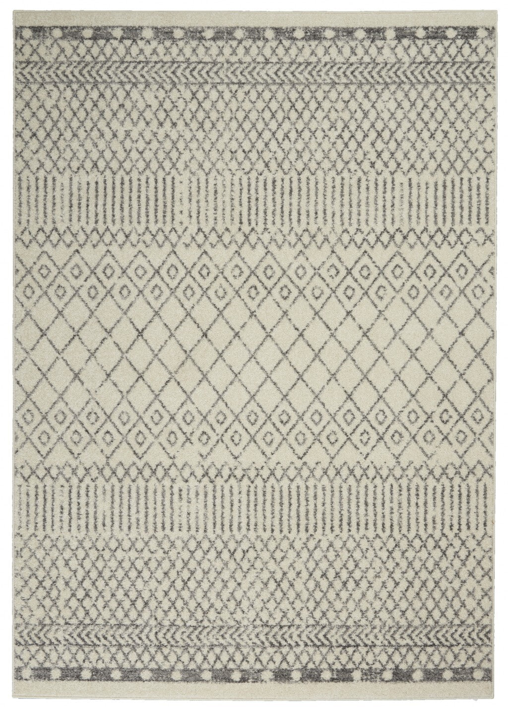 4' X 6' Ivory And Gray Geometric Area Rug